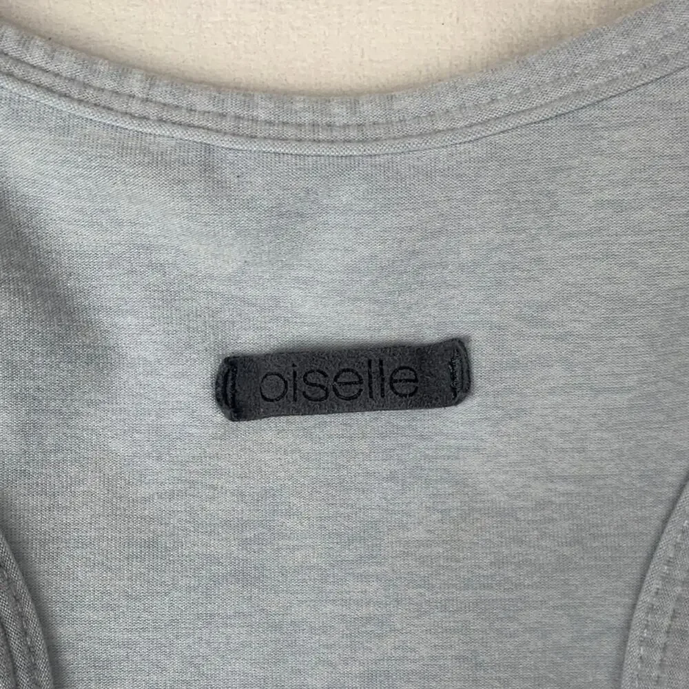 Oiselle size 6 small Gray Athletic tank Blue Accents yoga